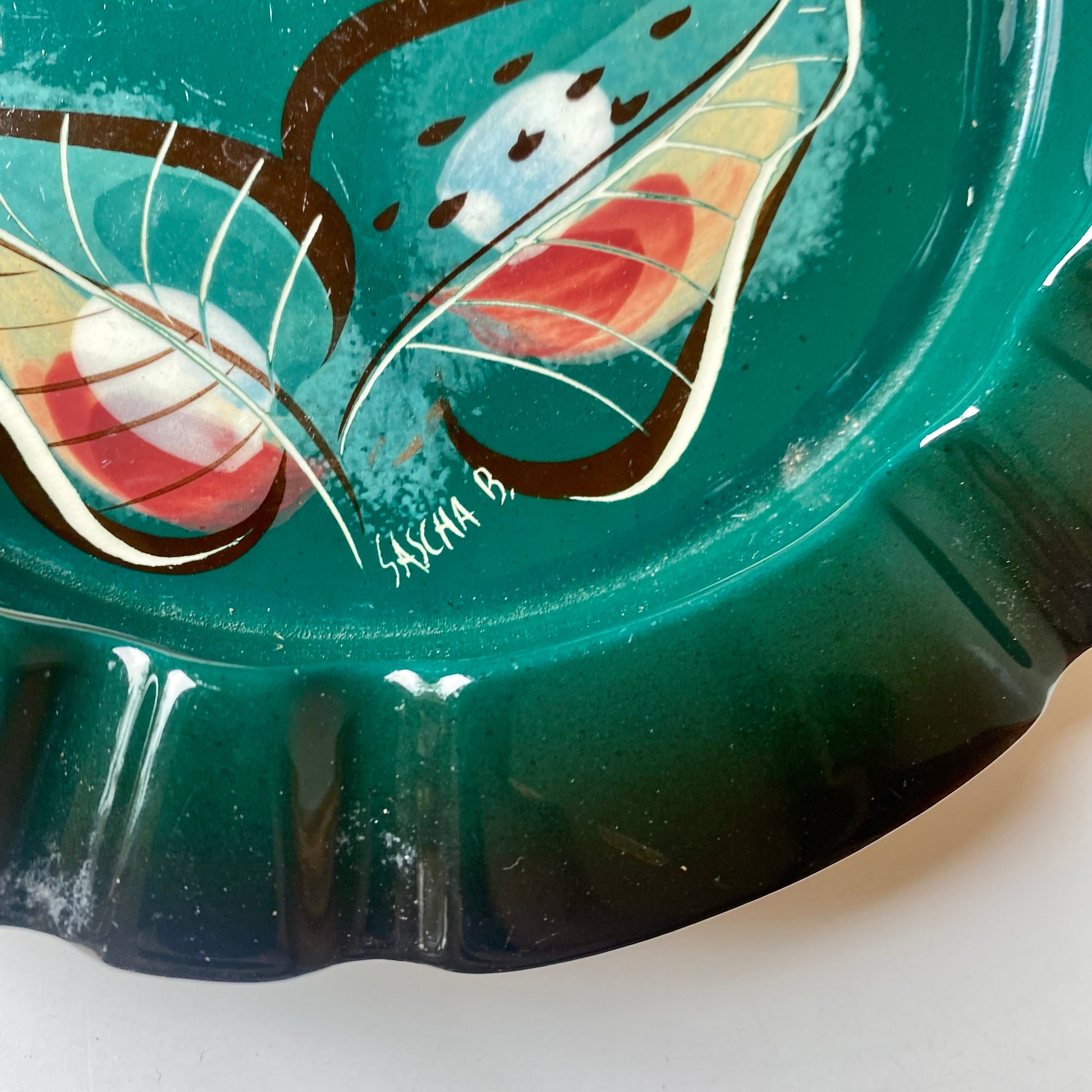 sascha brastoff ashtray hand painted vintage mcm mid century pottery –  pdxgoods
